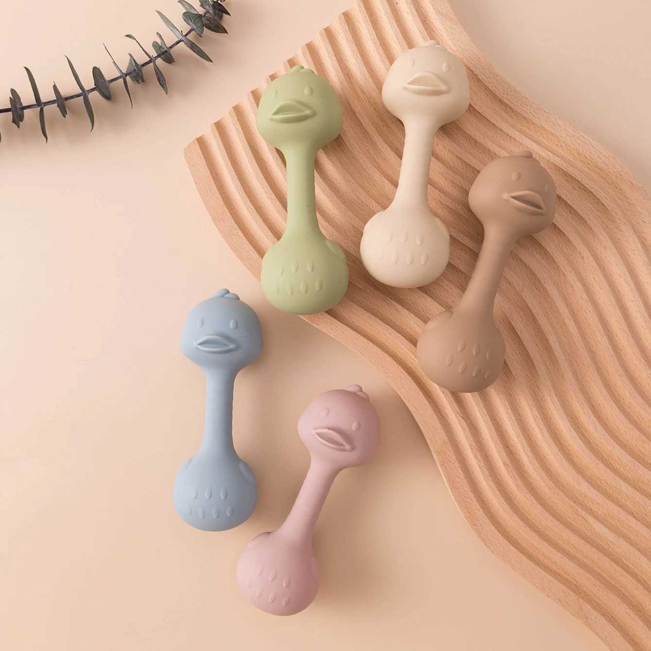 1PCS BPA Free Silicone Baby Teether Rattle Chew Toy Duck Shape Infant Teething Toys Newborn Safe Sensory Learning Accessories G251125