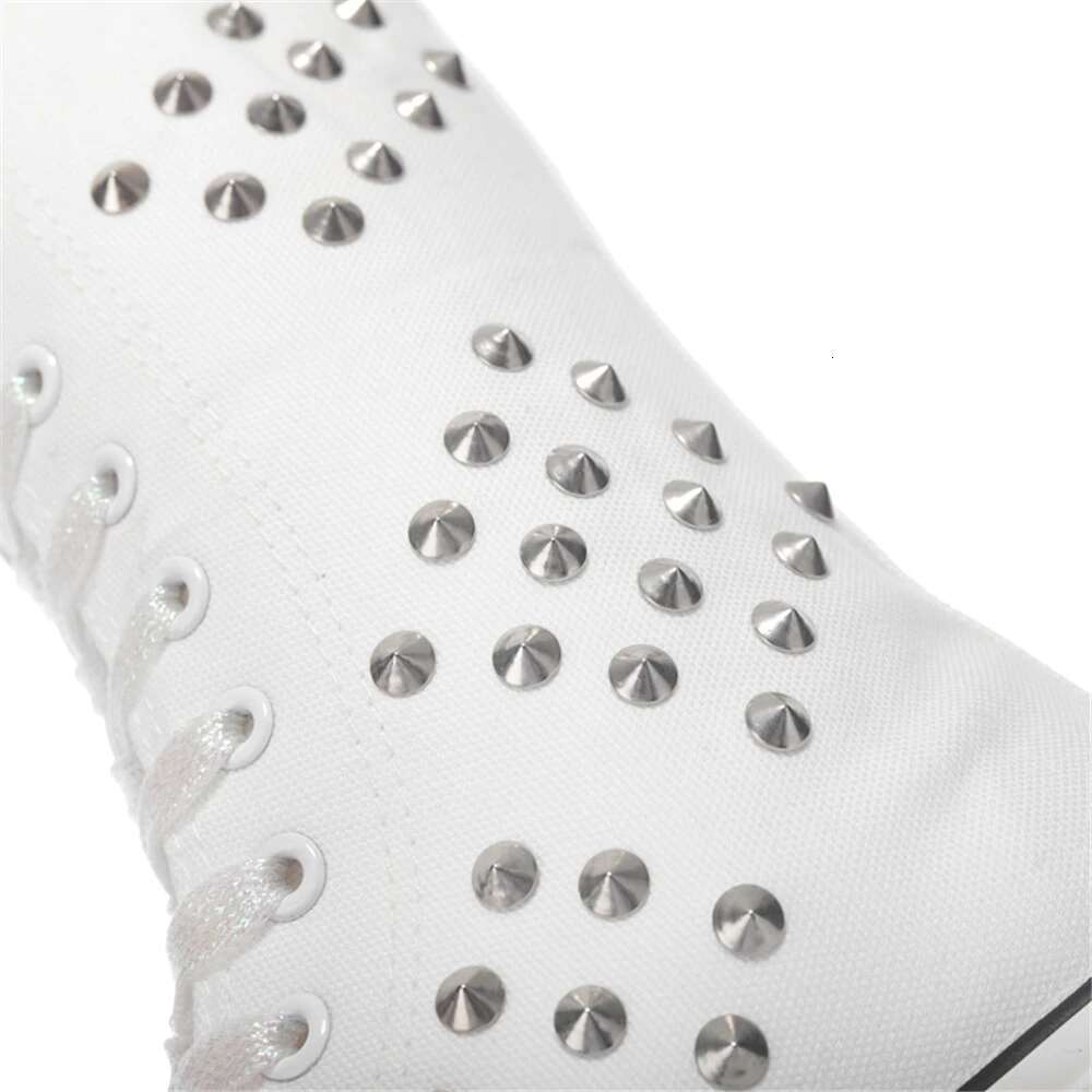 Spring and summer new medium sequin color lace-up rivet canvas casual soft sole flat couple large-size women's shoes