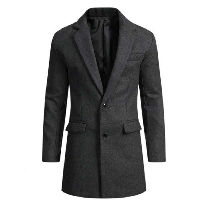 Winter Mens Jackets Officewear Outerwears Smart Casual Suit Lapel Coat Solid Jackets Man Mid-length Mens Single-Breasted SuitsT251125