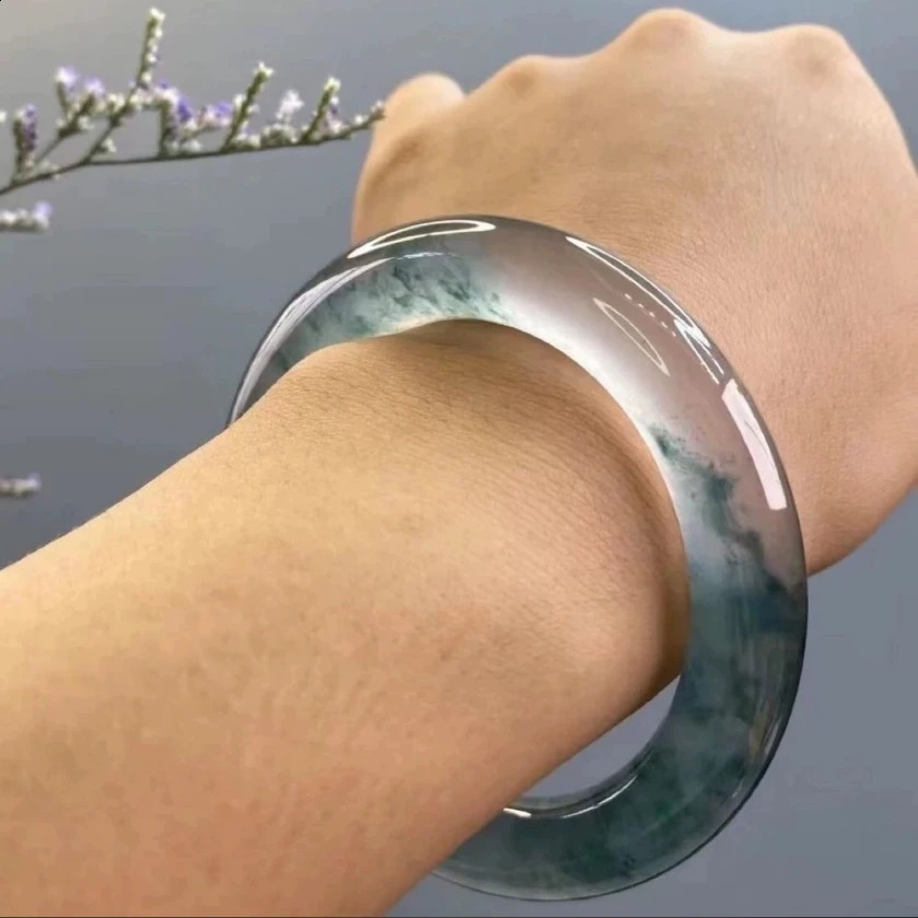 Ice type medium width round quartzite women jade bracelet jade bangle high quality jade bracelet bangle bangles for women green 250424