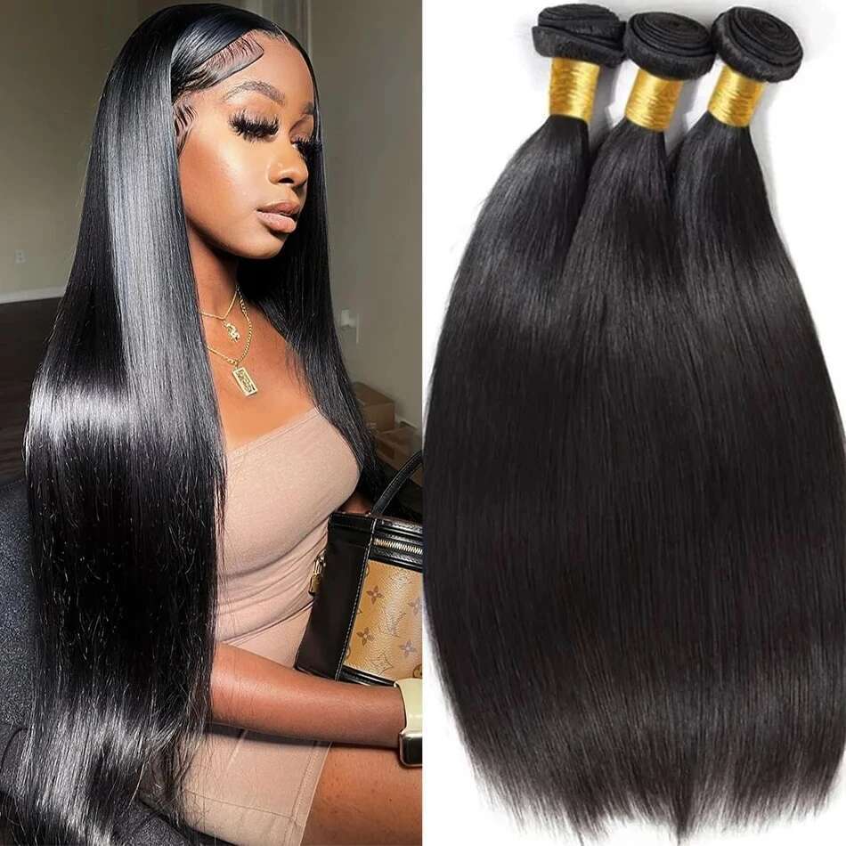 8-32 Inch Bone Straight Weave 12 A Brazilian Natural Color 100% Remy Human Hair Extension 1 3 4 Bundles Weft