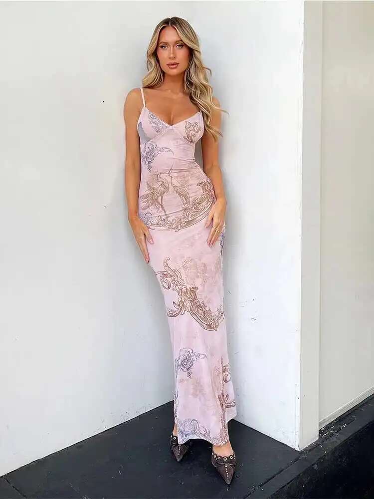 Dongdumaoyi Townlike Elegant Long Maxi Dress Women Spaghetti Strap Summer Slim Bodycon Backless Nightclub Sexy Party Dresses