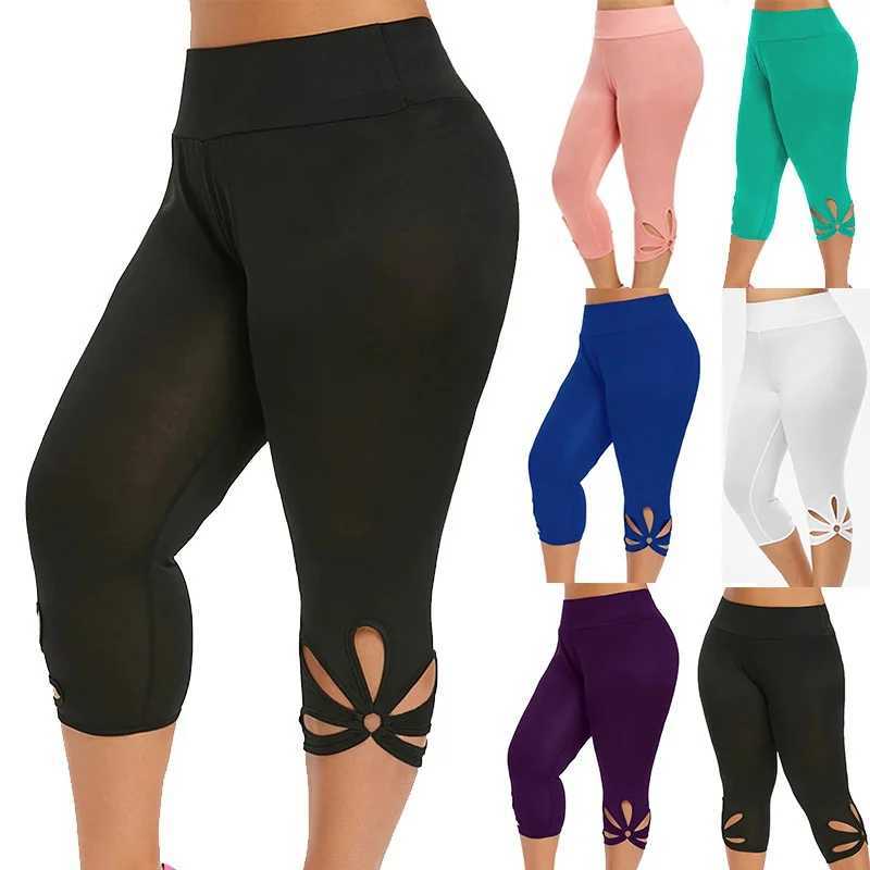 Womens plus size elastic basic leg summer elastic waist seamless casual leg shorts capri legC250425