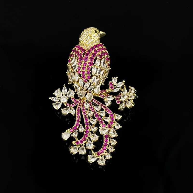 European And American Style Heavy Industry Design Elegant Feather Bird Shaped Luxury Inlaid Zircon Fashionable WomenS Brooch J251125
