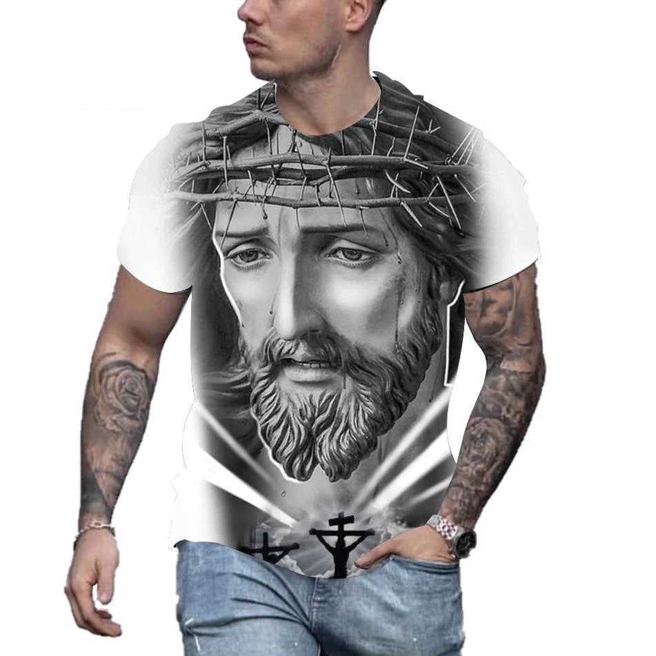 New fashion Jesus Christ 3D printed mens and womens summer casual short sleeved Christian street T-shirt tops W250425