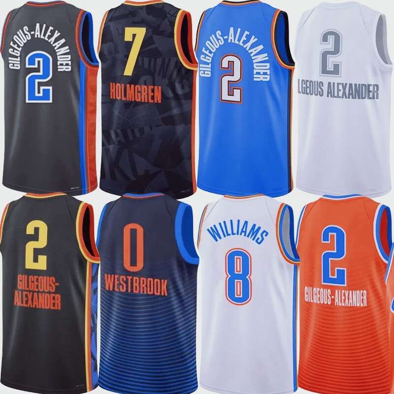 OKC Basketball Jerseys Thunde Shai Gilgeous Alexande Jalen Williams Isaiah Hartenstein Chet Holmgren Luguentz Dort Aaron Wiggins Russell Westbrook City Jersey