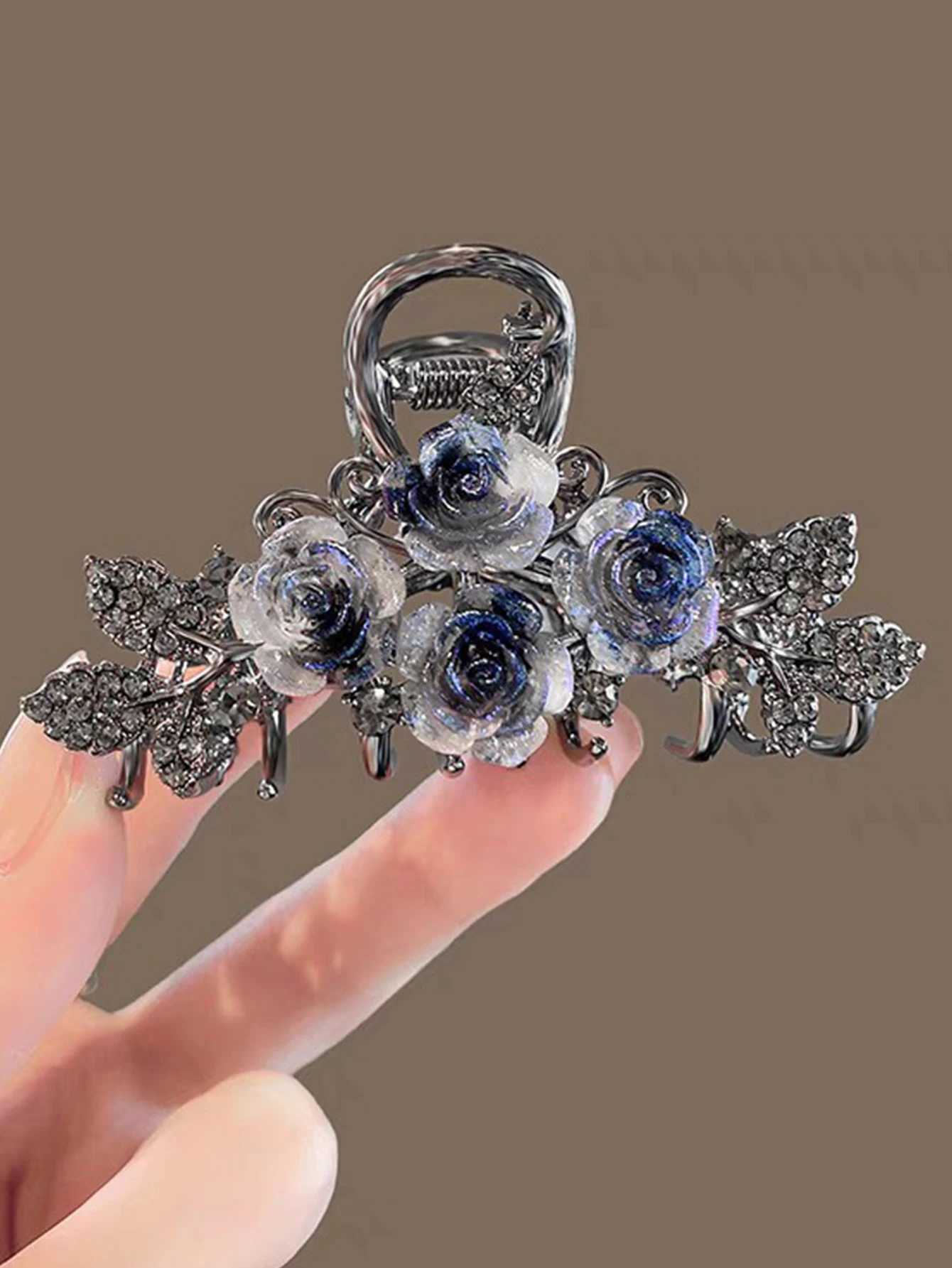 1 fashionable ink water diamond rose hair claw suitable for womens party hair accessoriesT250425