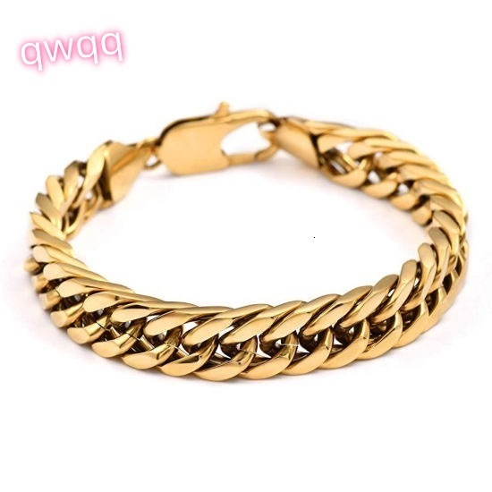 Fashion Stainless Steel Mens Gold Chain Round Cuban Link Chains Bracelet