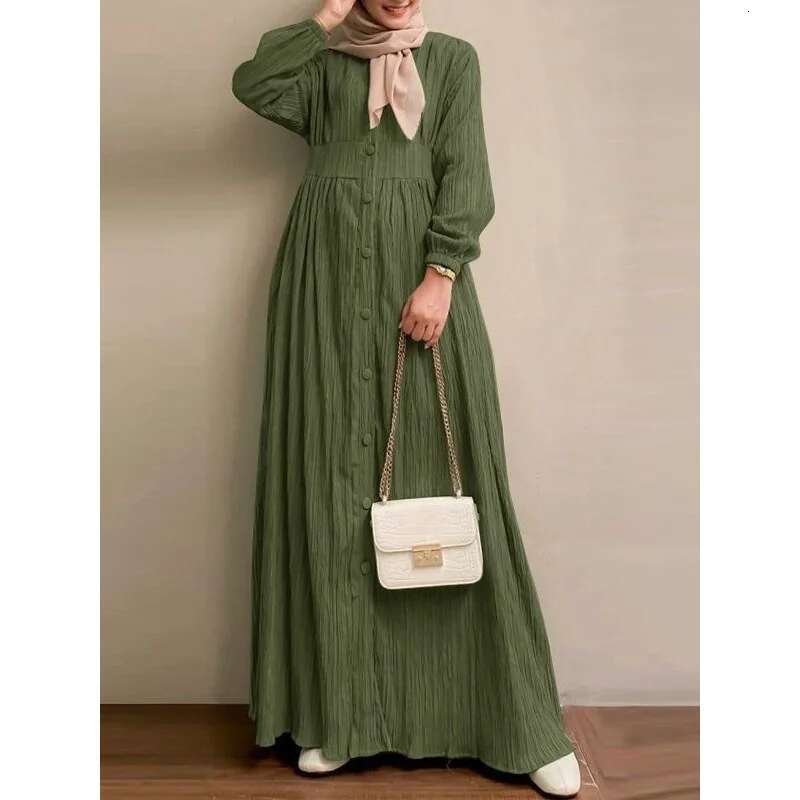 Dongdumaoyi Muslim Women S Vintage Long Sleeve Solid Color Abaya Spring And Autumn New Elegant Vest Dress Robe W