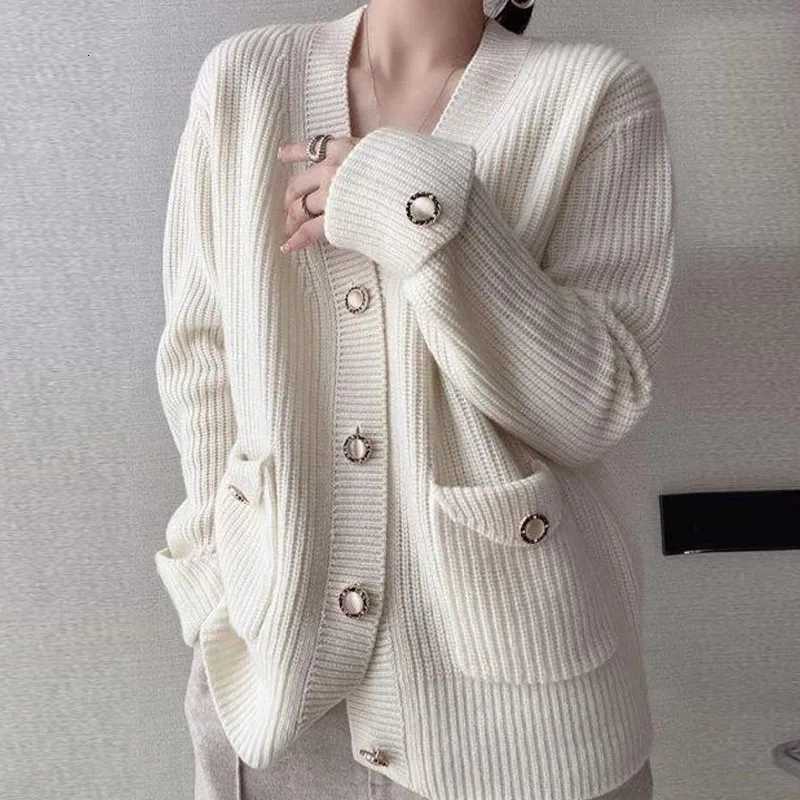 Fashion Autumn Winter Button Solid Color Knitted Sweater Women Long Sleeve Cardigan Loose Elegant Korean Clothing 28347T251125