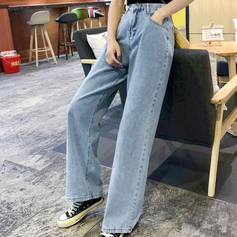 2025 Spring High Waist Women's Jeans Cotton Breathable Hip Lift Slimming casual Leg Small Straight Denim Trousers Long Pants