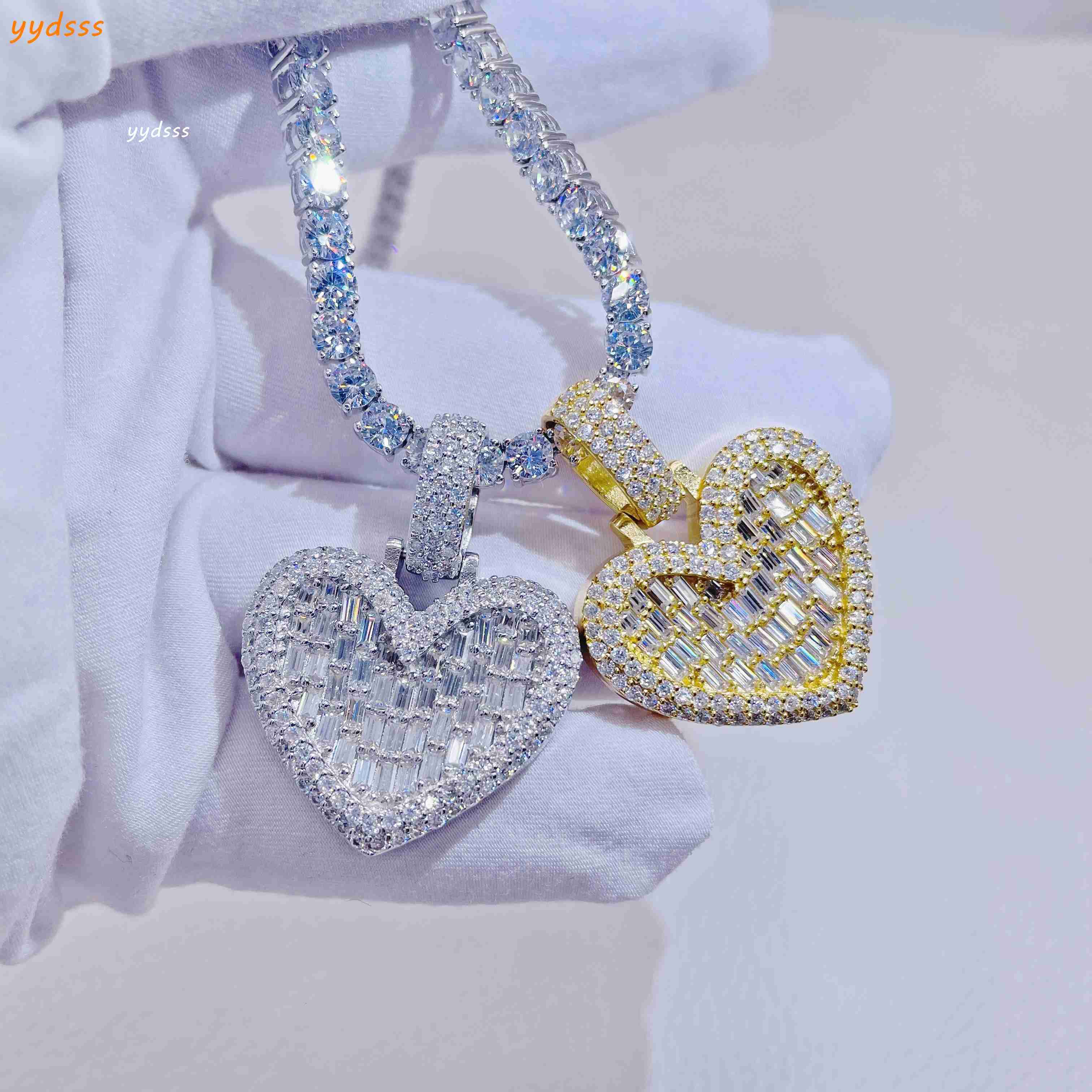 Fashion Jewelry VVS Moissanite 925 Sterling Silver Hip Hop Iced Out Heart Moissanite Pendant for Women