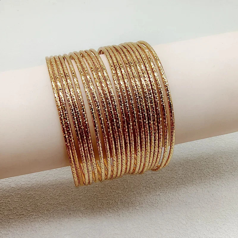 20 piece textured metal bracelet set suitable for womens fashion jewelry heavy style wholesale accessories party gifts 2023690 250415