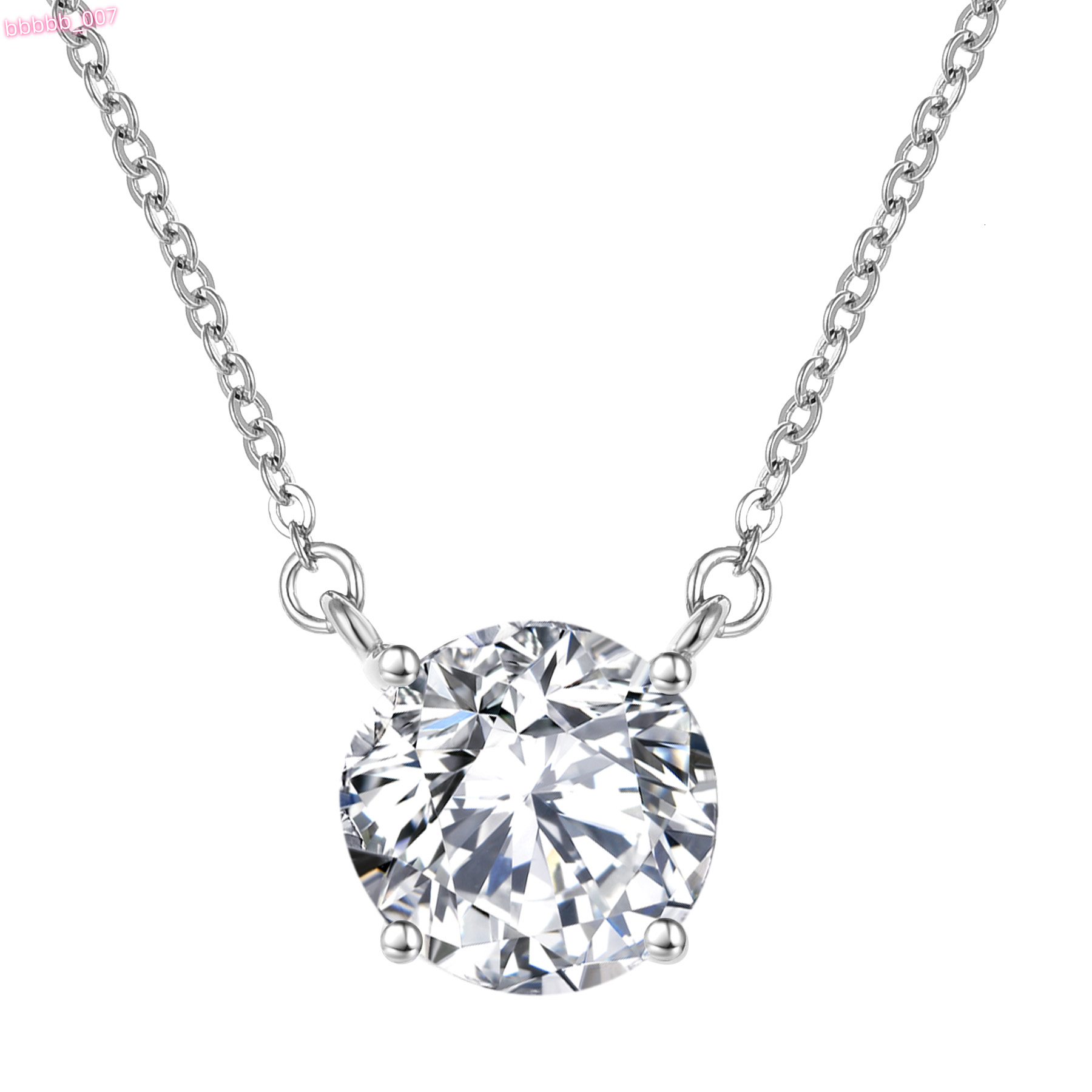Minimalist Jewelry 925 Sterling Silver Ladies Elegant Temperament Shiny Round Cut Moissanite Necklace Bride Engagement Jewelry
