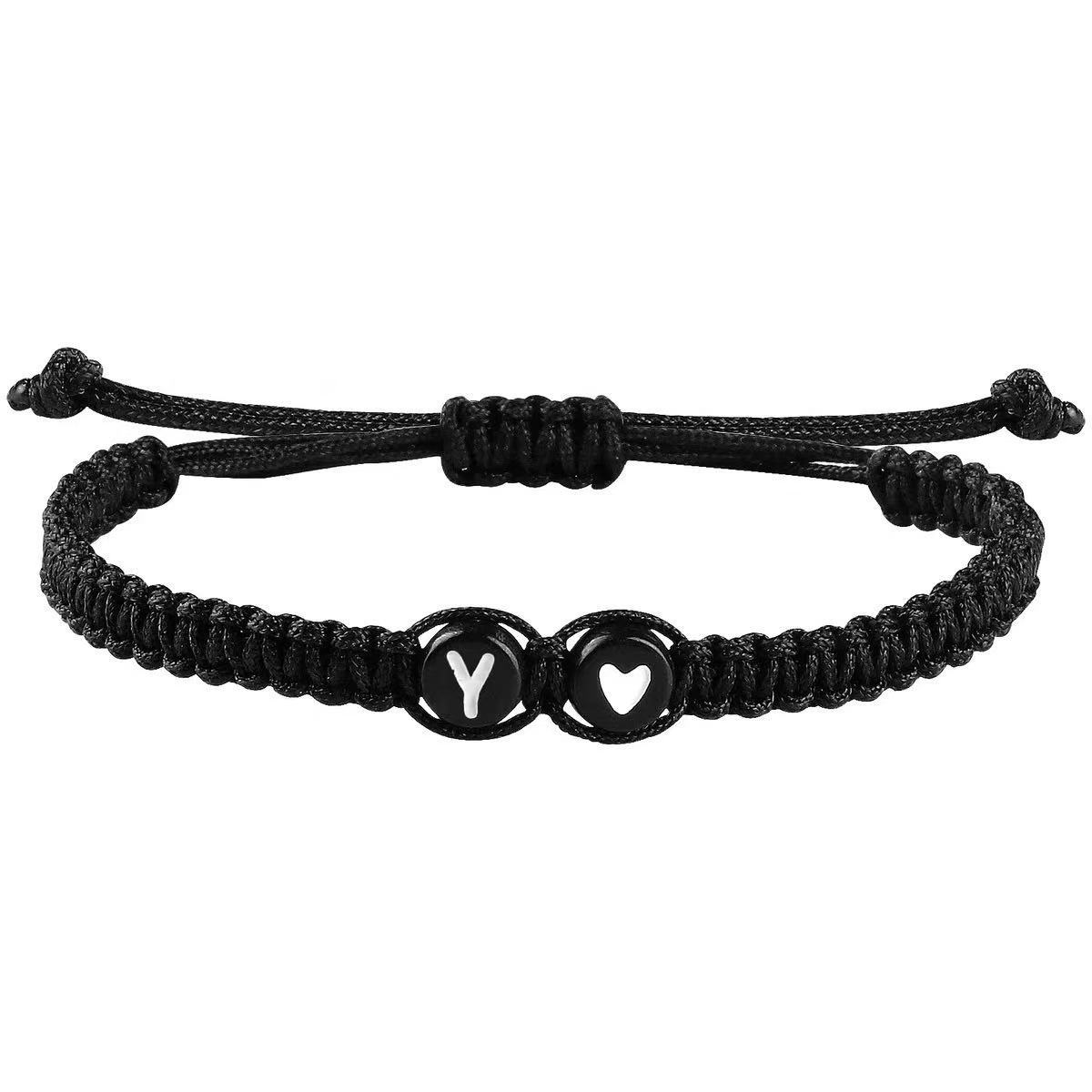 26 Letters Initial Heart Bracelets Handmade Adjustable A-Z Name Braided Bracelets For Women Men Friendship Jewelry Gifts