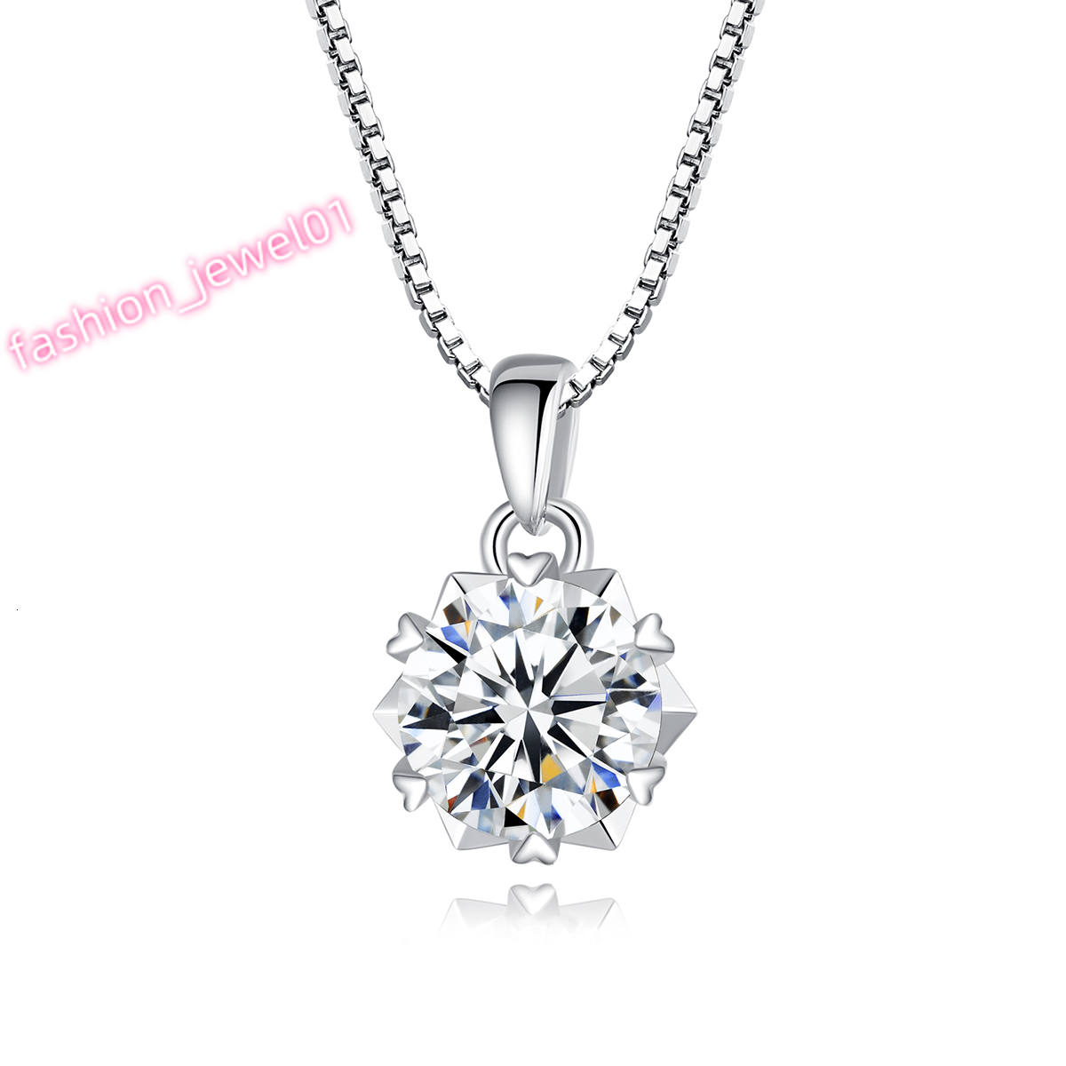 CZCITY Moissanite 1ct Diamond Pendant Necklace 925 Sterling Silver Necklace Heart ClawMoissanite Jewelry