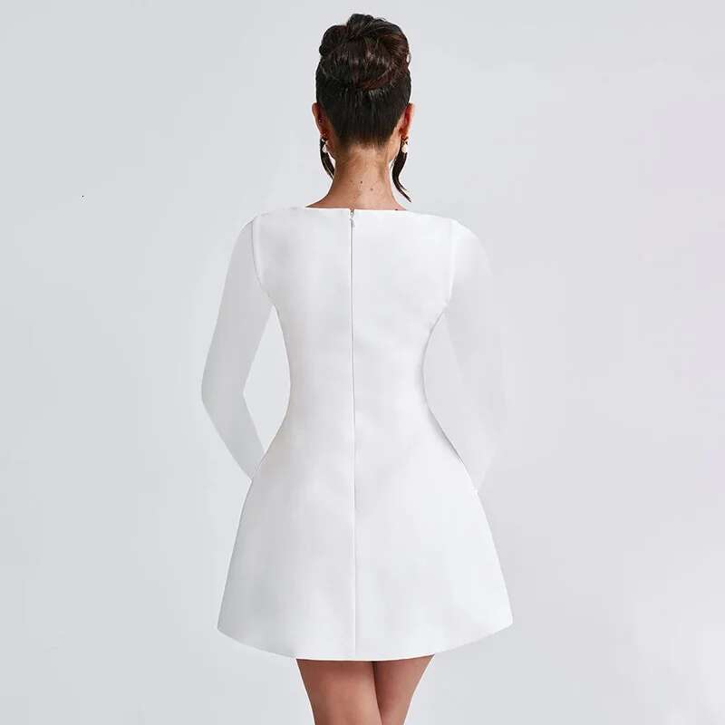 Dongdumaoyi Townlike Elegant Waist Wrap A Line Dress Women Mini Autumn Winter Nightclub Sexy Party Dresses