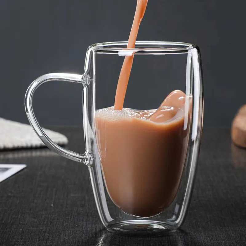 150/250/350/450ml Double Wall Coffee Mugs High Borosilicate Glass Heat Resistant Milk Juice Water Cup Espresso Shot Glasses Y251125