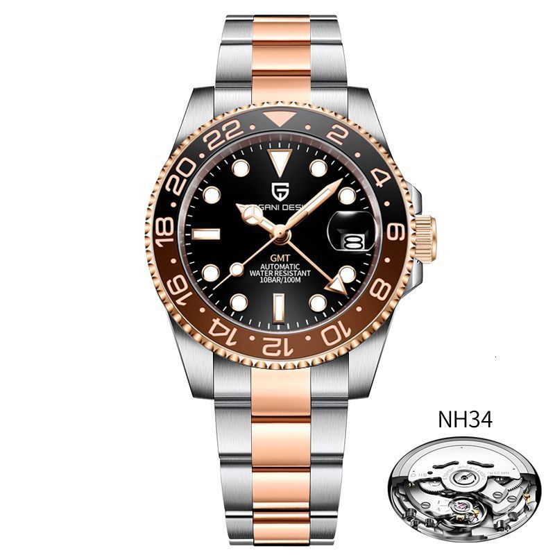 New GMTAll night luminous mens watch All Automatic watch Fine steel calendar movement NH34A wristwatch 250915