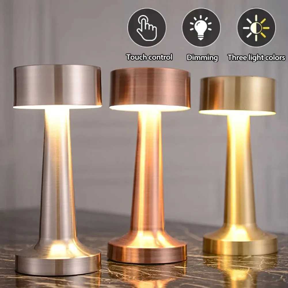 Rechargeable Retro Table Lamp Metal Touch Decor for Bar Coffee Table Restaurant Decoration Light Desk LED Night Lights BedroomM251125