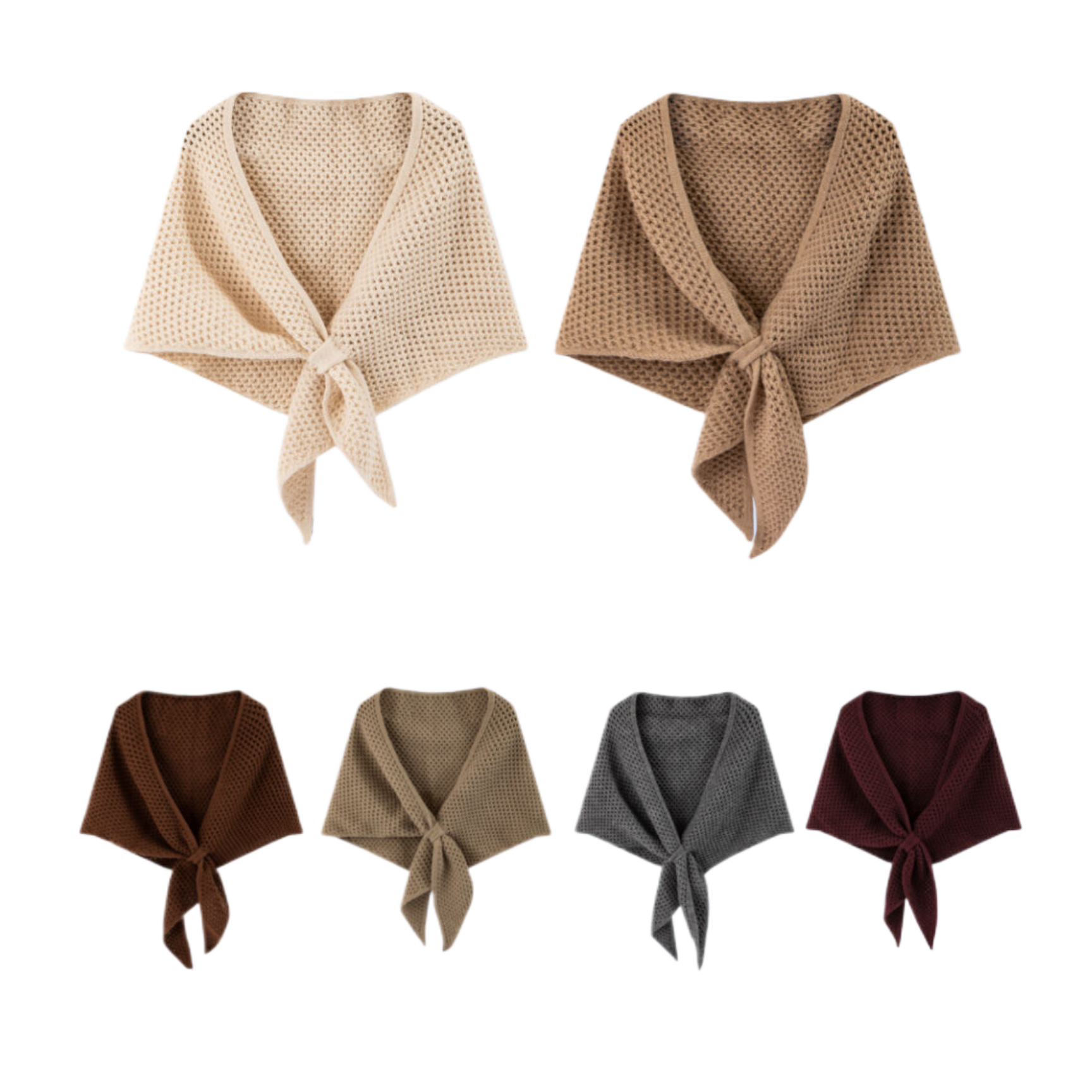K510 Autumn and winter wool blended knitted hollow large triangle scarf shawl for women solid color all-match neck protection outer wear warm waistcoa