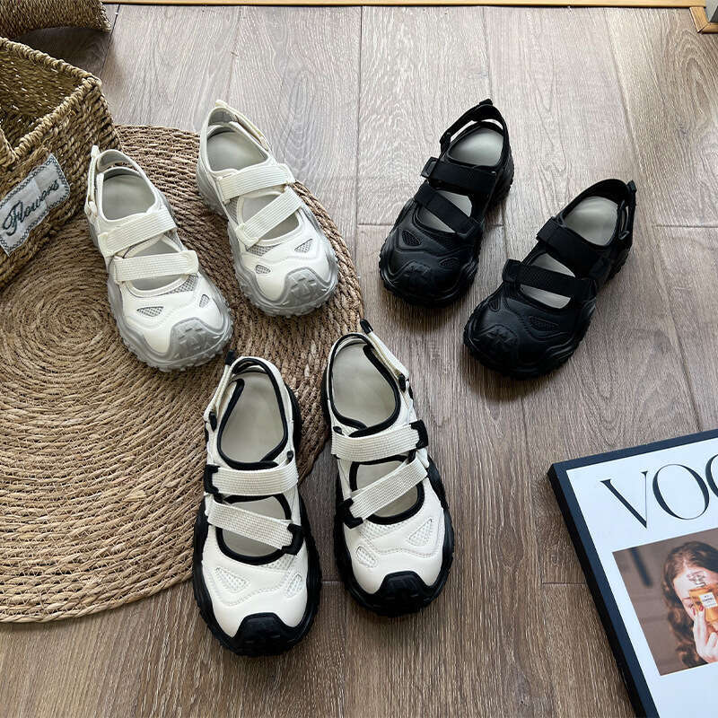 Foamed genuine leather white for women in the summer of 2025, new thick sole sports leisure single shoes, fashionable and versatile women's shoes