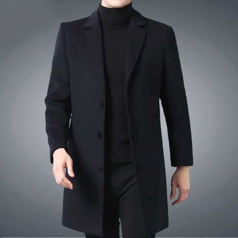 Plus Size Wool Coat for Men Classic Lapel Design Loose Fit Overcoat for Middle Aged GentlemanT251125
