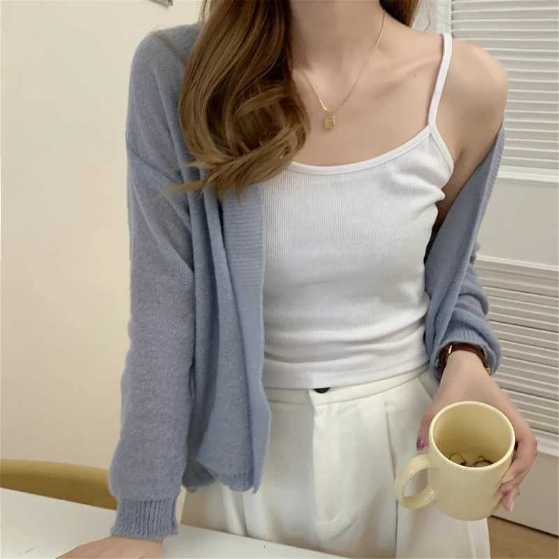 2025 Korean Style Thin Cardigan Casual Long Sleeve Women Sweater Elegant Knitted Jackets Autumn Solid Color Top Sweet KnitwearT251125