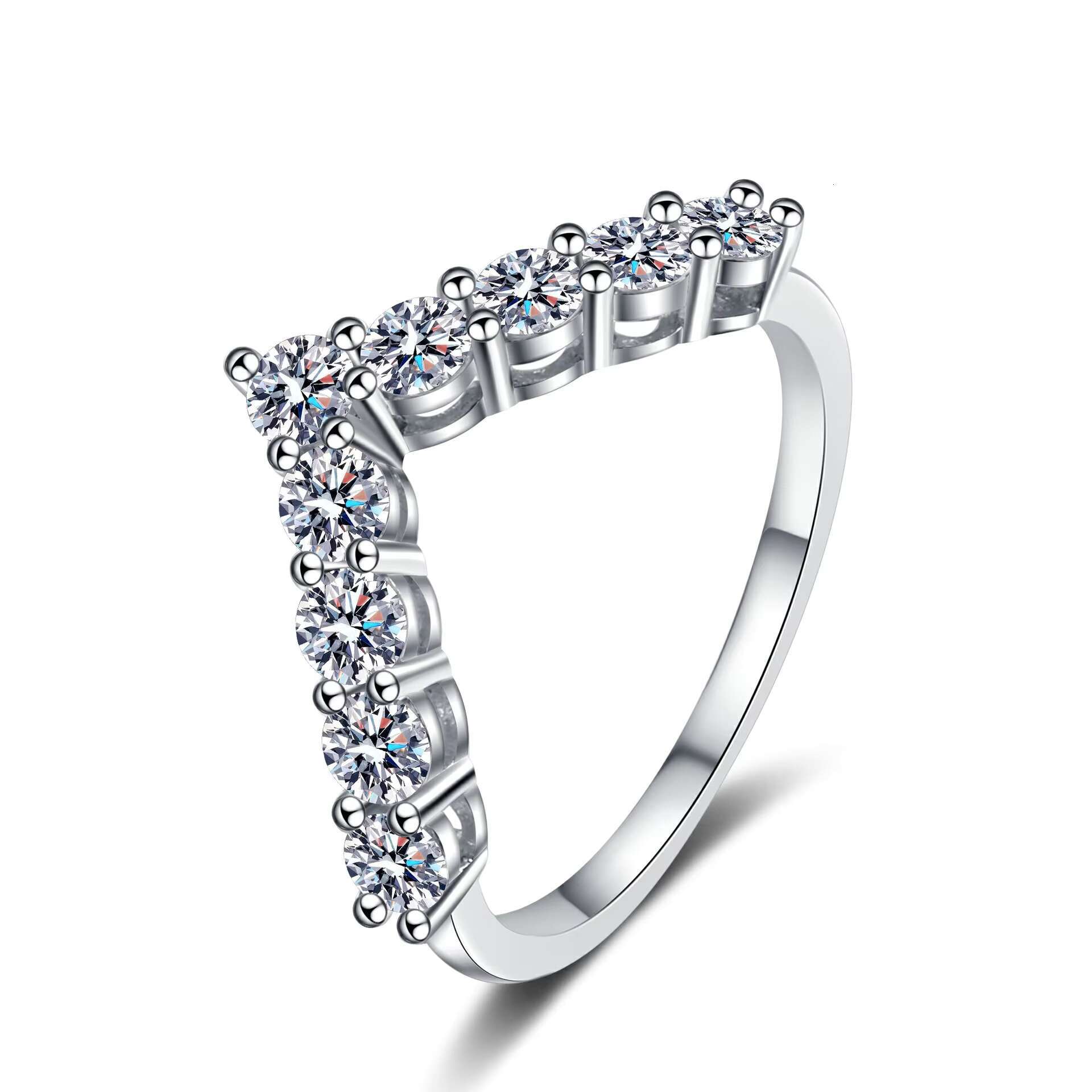 S925 Sterling Silver Moissanite Wedding Ring Women-V Ring Fashion and Personalized Gift