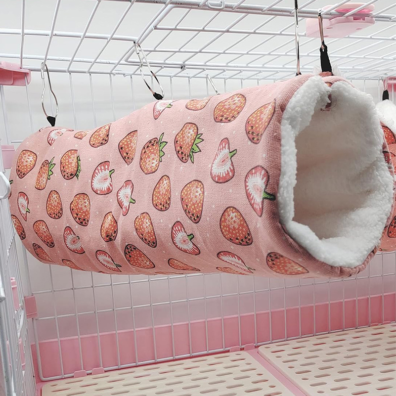 Small Animal Tunnel Toys Rat Hamster Cage Accessories Warm Guinea Pig Bed Hamster Tunnel Ferret Chinchilla Bunk Bed Hanging Bed Nest for Bunny Sugar G