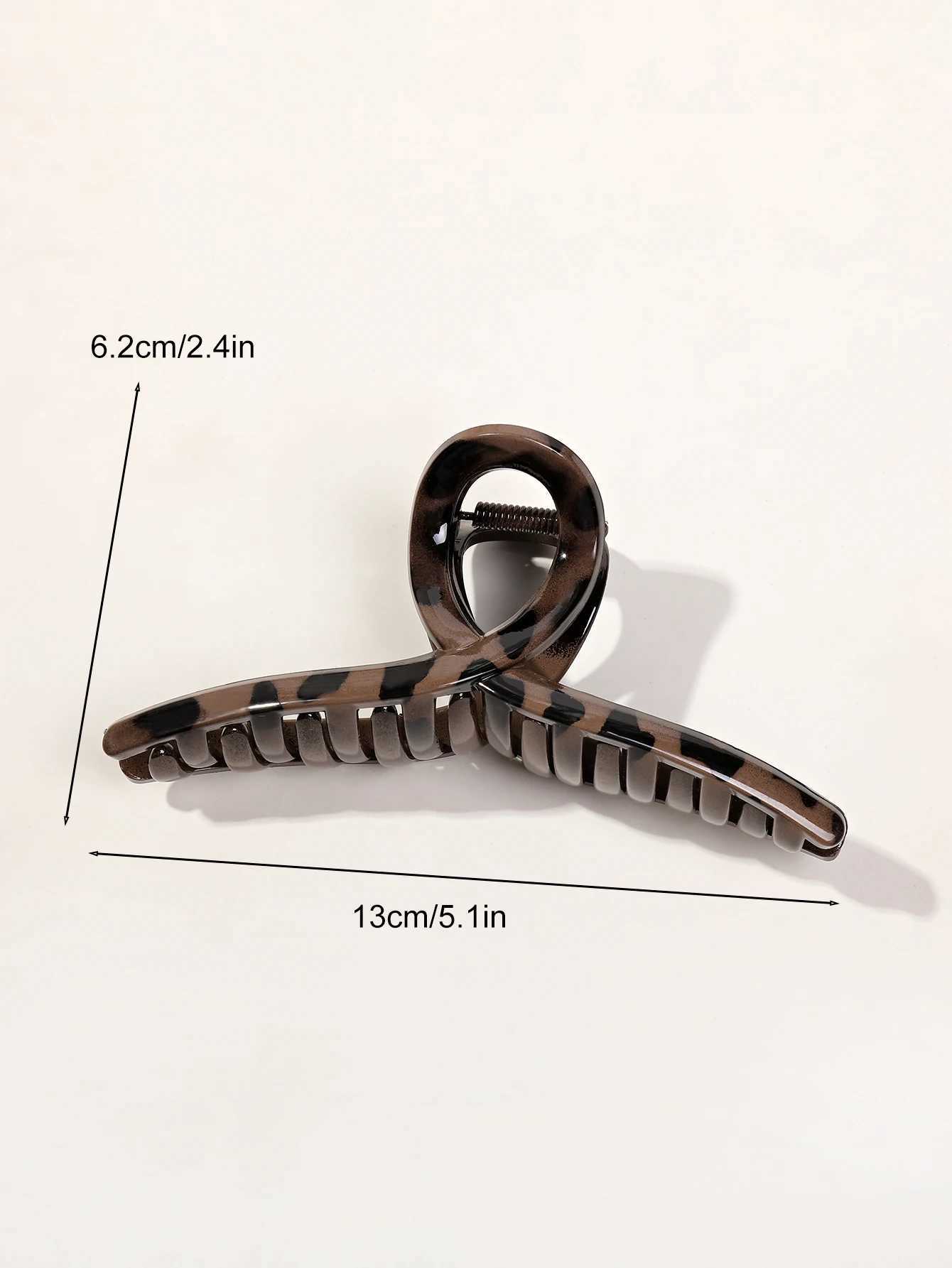 2 pieces of 5.1-inch leopard print hair clip suitable for girls sturdy ponytail bucket brown hair clipT250425