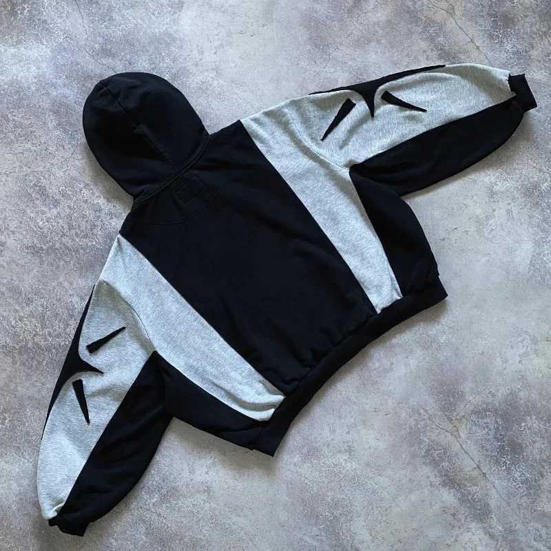 Y2K Retro Zipper Hoodie Harajuku Patch Work Gothic Street Hip Hop Super Dalian Hoodie Mens Sportswear Fashion Casual Top M250425