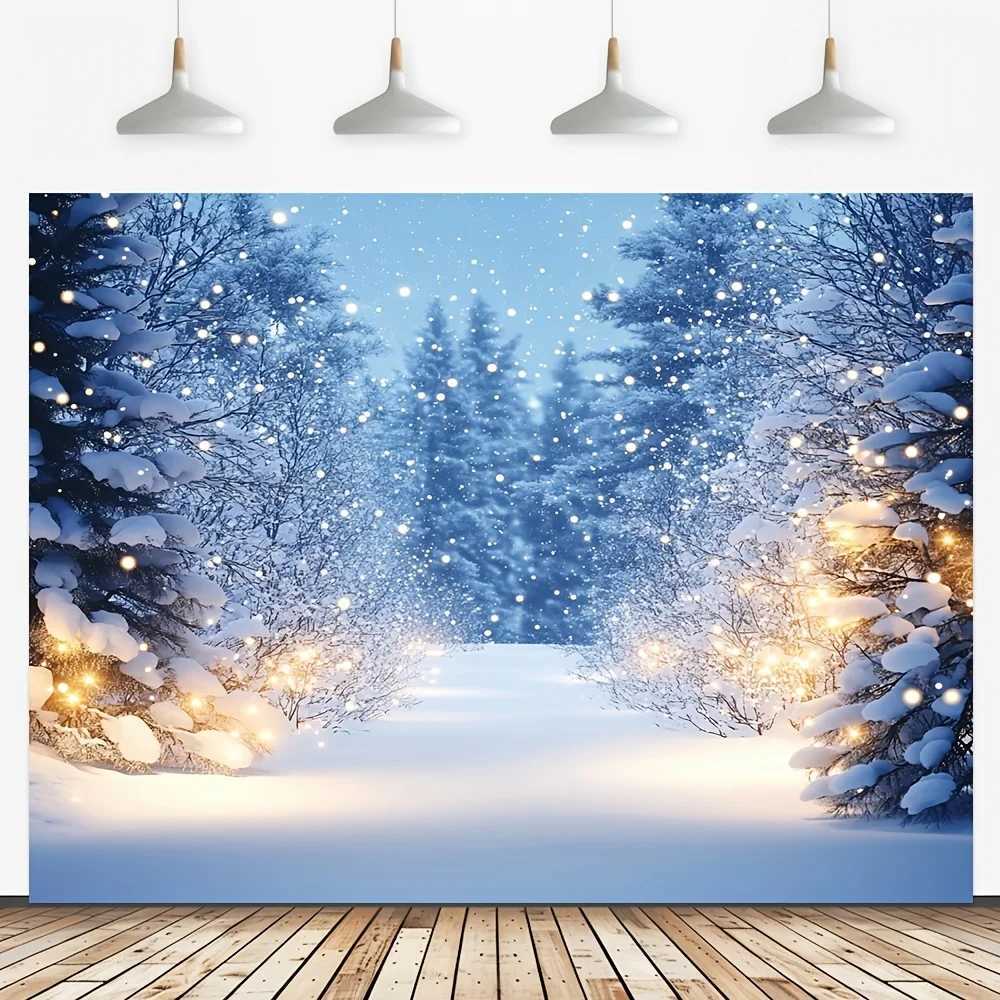 VIKAMA Christmas Snow Scene Tapestry Warm Glow Forest Living Room Feature Wall Decor Festive Atmosphere Home Room DecorM251125