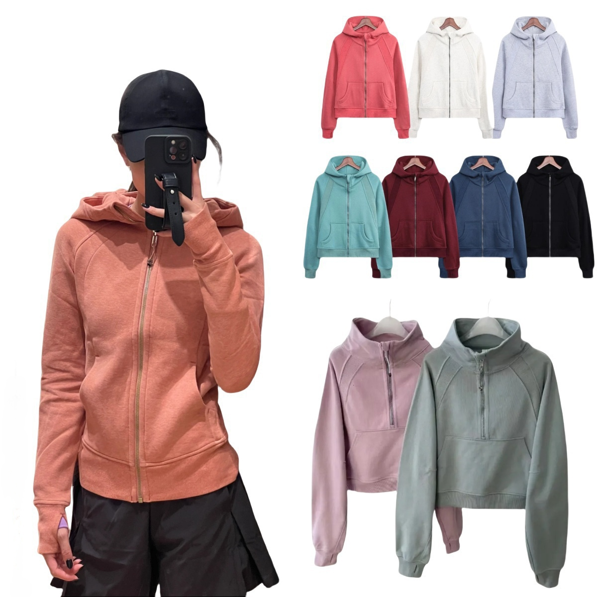 2025 Womens Half Zip Hoodie Yoga scubaness Suit Designer Hooded Sweatshirt pant Gym Sportswear Outdoor Sports Jogging Thick Long-sleeved lululies lemonity jackets