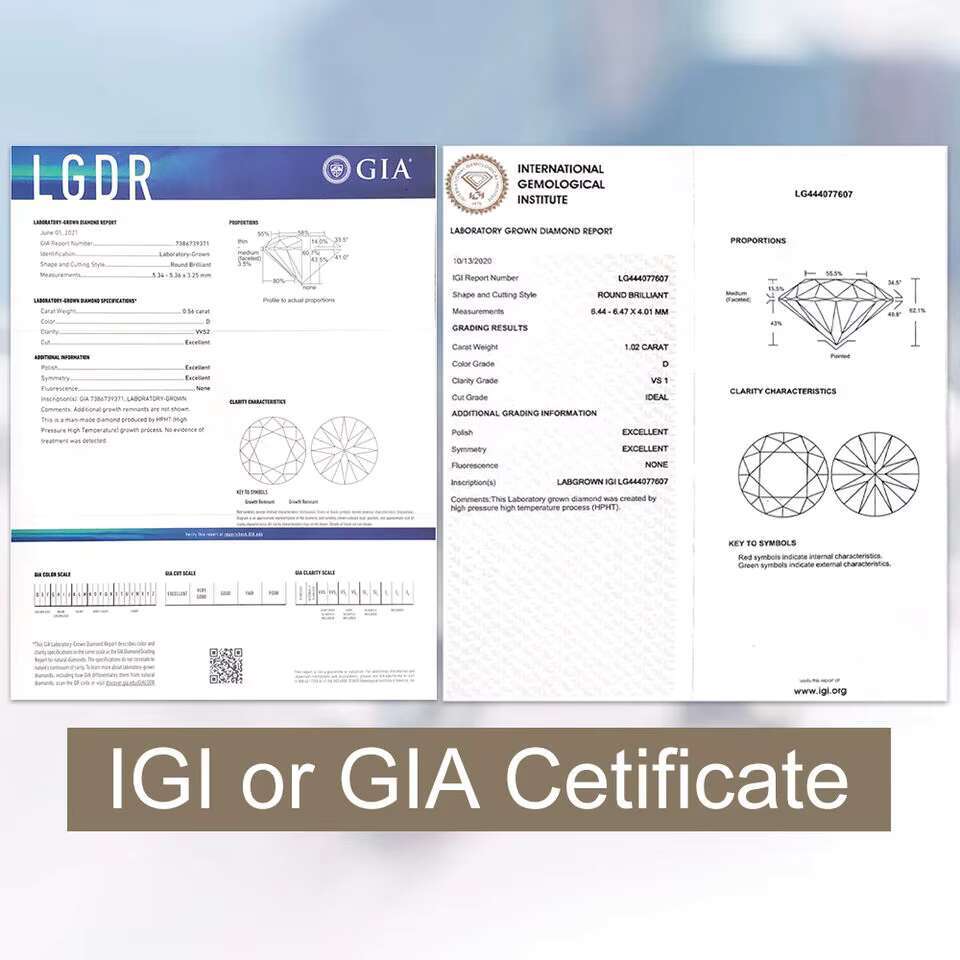 IGI Certified VVS CVD HPHT Diamonds 1ct 1.5ct 2ct Lab F Vs1 White Round Diamond Lab Grown Diamonds in Stock