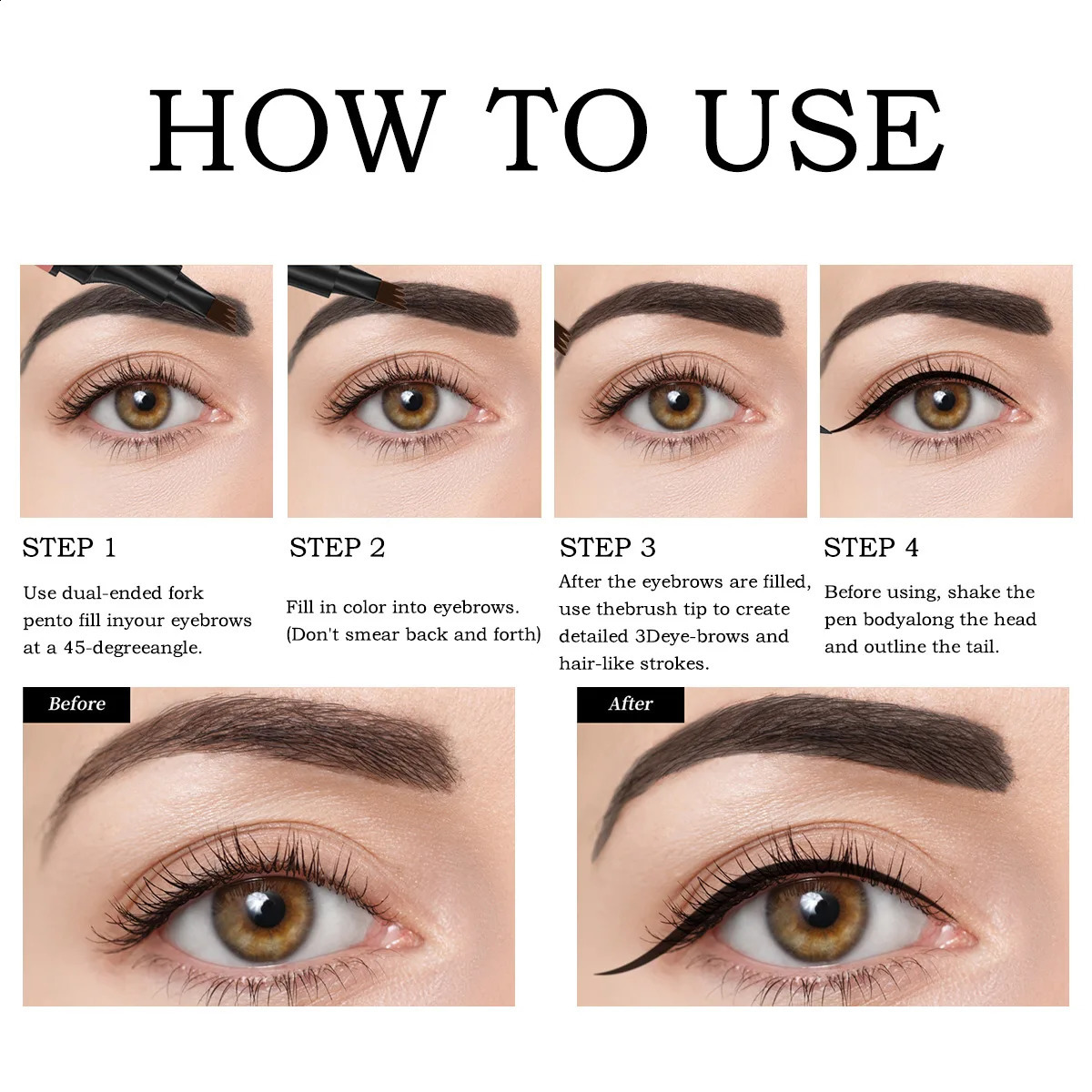 Double sided eyeliner pen liquid silky smooth black eye gel 250418
