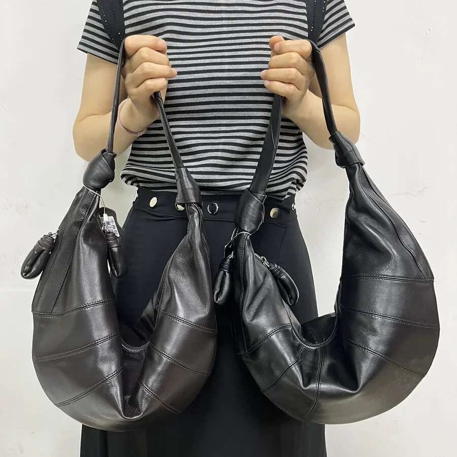 2024 New Lambskin Croissant Shoulder Women's Large Capacity Underarm Bag Lightweight Adjustable Strap Casual Design