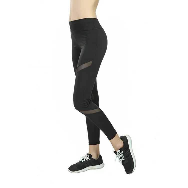 Running pants quick drying mesh yoga pants black high waisted elastic fitness slimming sports pants female runners gym legsC250425