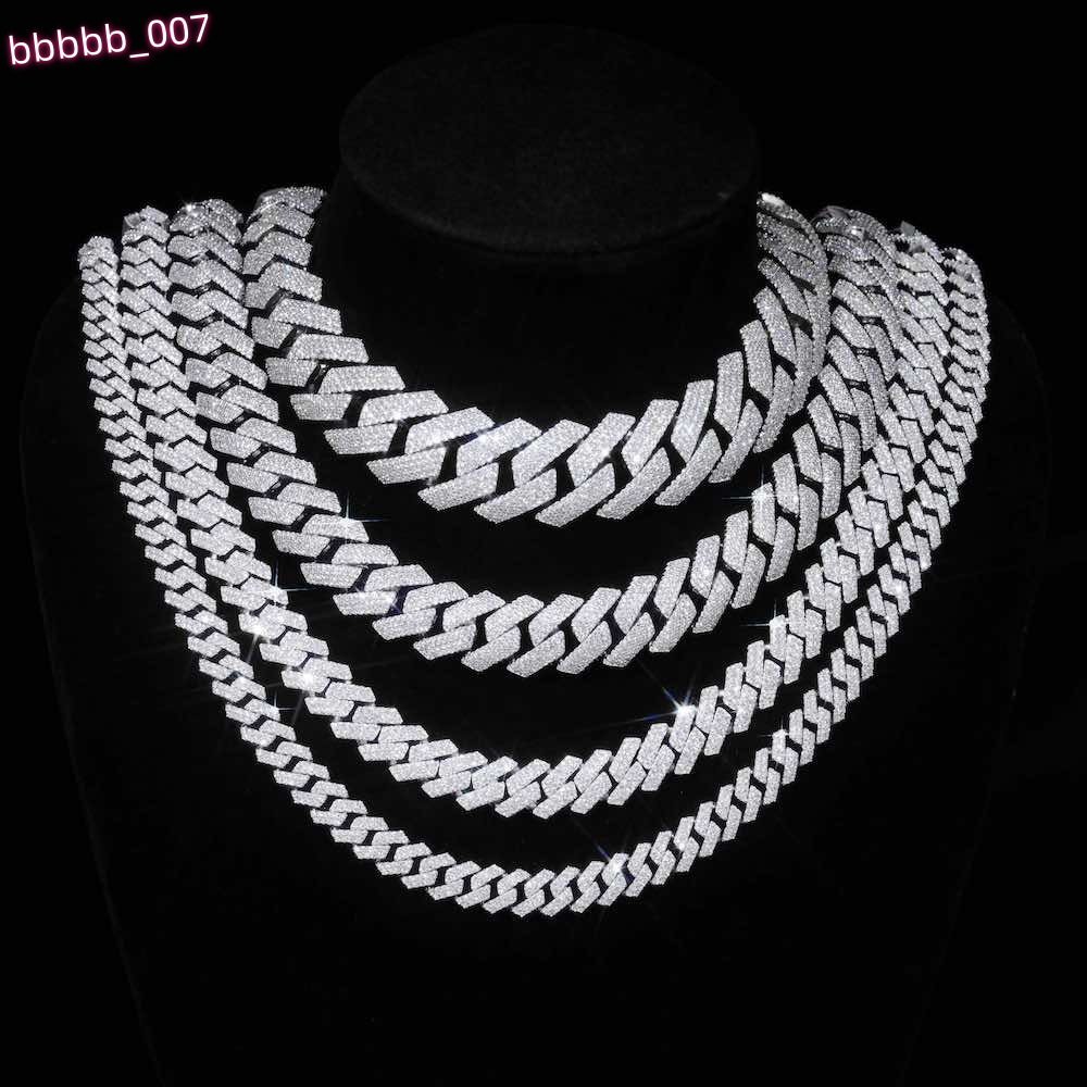 Hip Hop Fashion VVS D Moissanite Chain Iced Out 925 Sterling Silver 6mm-18mm Moissanite Cuban Bracelet Necklace Jewelry