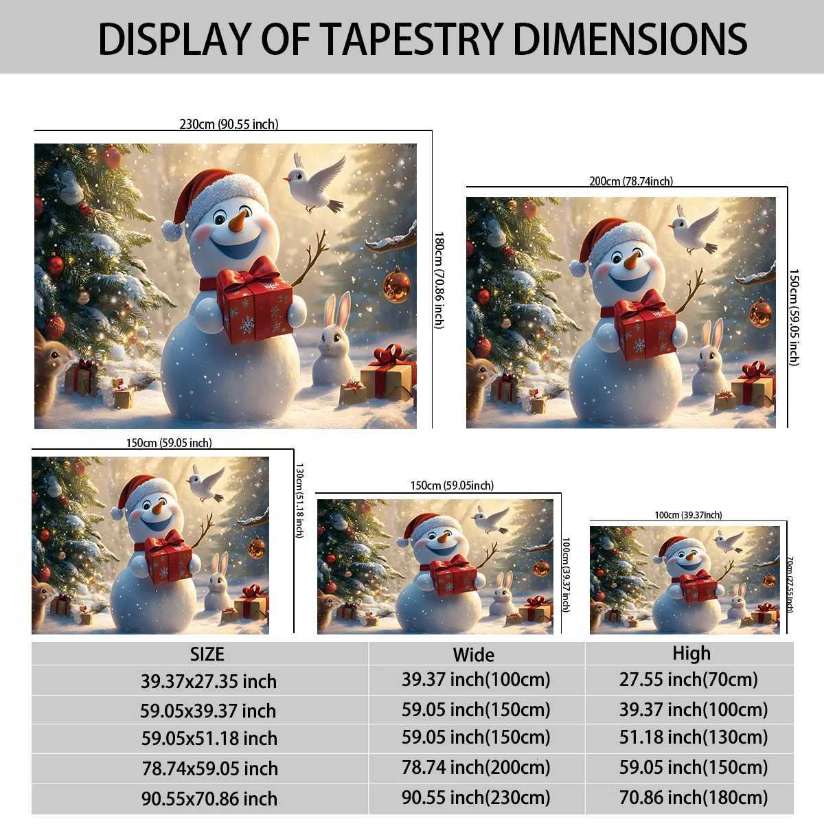 1pc Christmas Snowman Printed Tapestry Multi Size Living Room Bedroom Wall Decoration Machine Washable Background ClothM251125