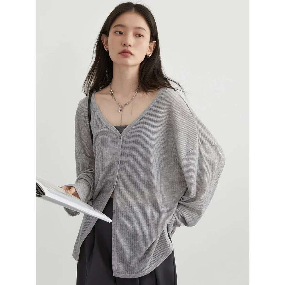 CHIC VEN Women's Cardigan New V-Neck Long Sleeved Shirt Female Jumpers Sun Protection Woman Top Spring Summer 2024