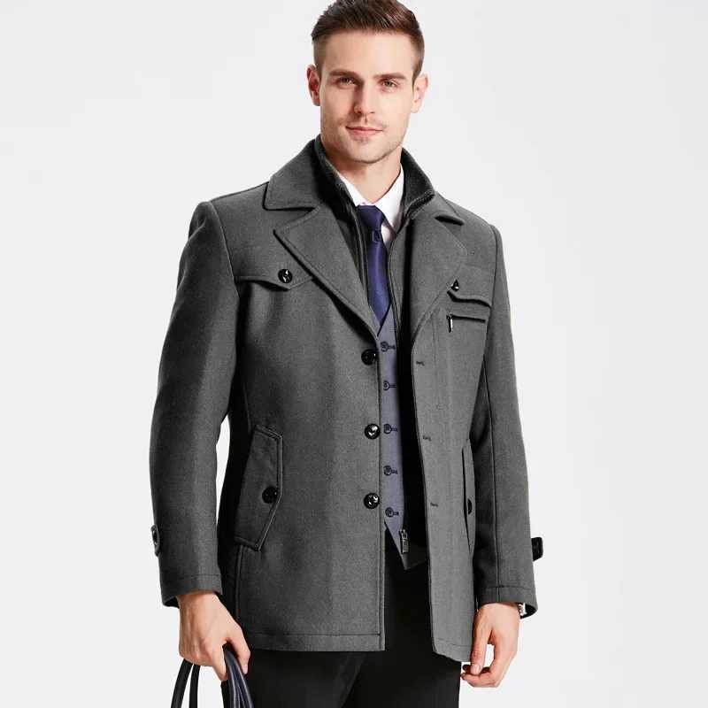 MRMT 2024 Brand New Mens Wool Windbreaker Middle Long Mens Wool Coat Mens Windbreaker Coat Outer Wear Clothing GarmentT251125