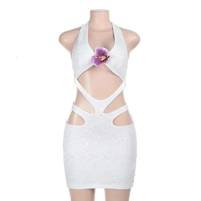 Dongdumaoyi Townlike Jacquard Slim Bodycon Dress Women Halter Spring Summer Hollow Out Backless Nightclub Sexy Party Dresses