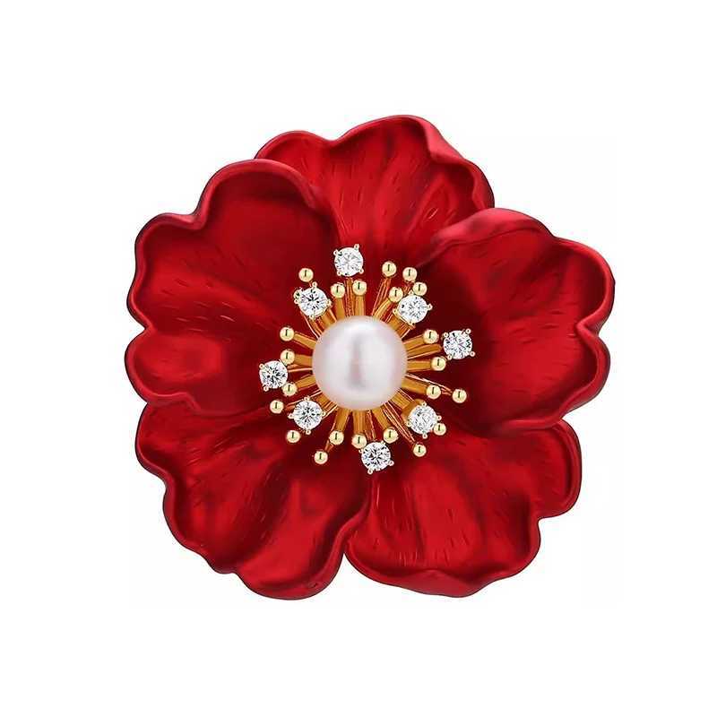 1Pc Beautiful Red Flower Brooch for Men Women Exquisite Flower Plant Brooches Pins Jewelry Trendy Accessories Party Gifts 2025 J251125
