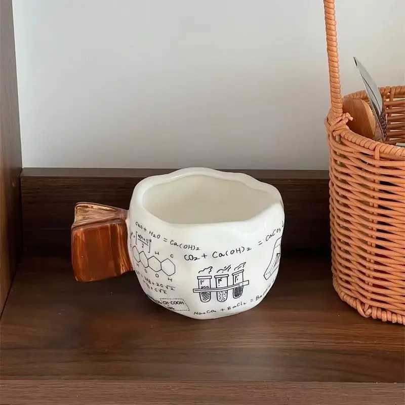 Science Formula Pattern Coffee Mug Ceramic Cups With Handle Handmade Irregular Cup Gift For Physics Chemistry and Math Teacher Y251125