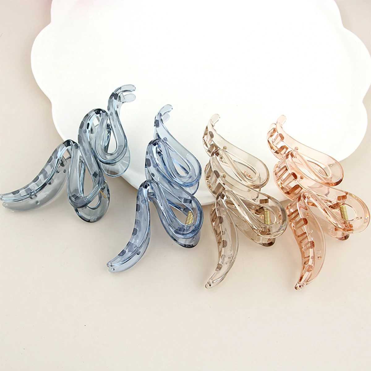 13cm acrylic female hair clip matte wavy hair clip claw clip hair accessory girls headwear 4 solid colors 3 transparentT250425