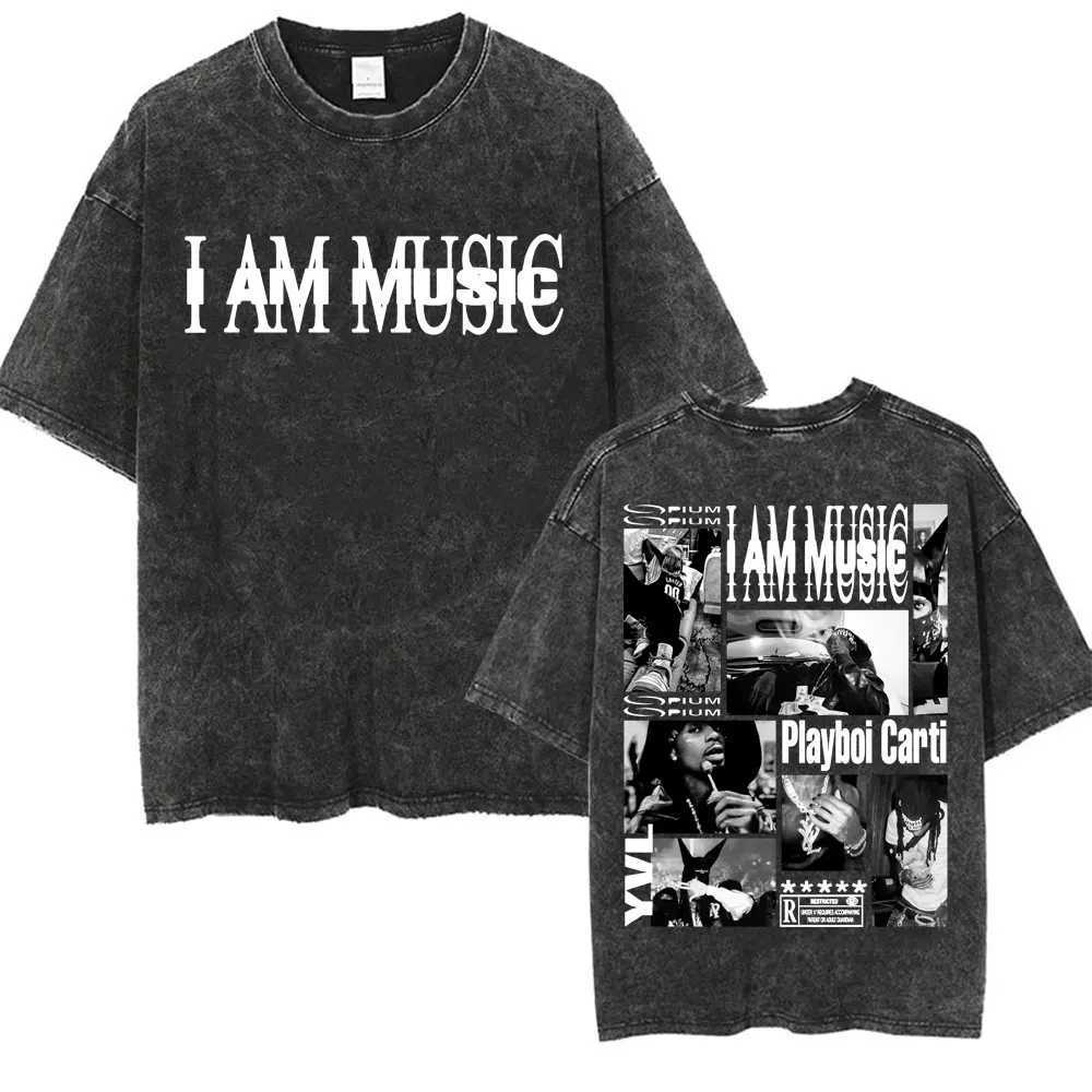 Retro Washed Playboi Carti I AM Music T-shirt Opium Ken Carson Narcissist Tour Antagonist Rap T-shirt Mens Extra Large T-shirt W250425