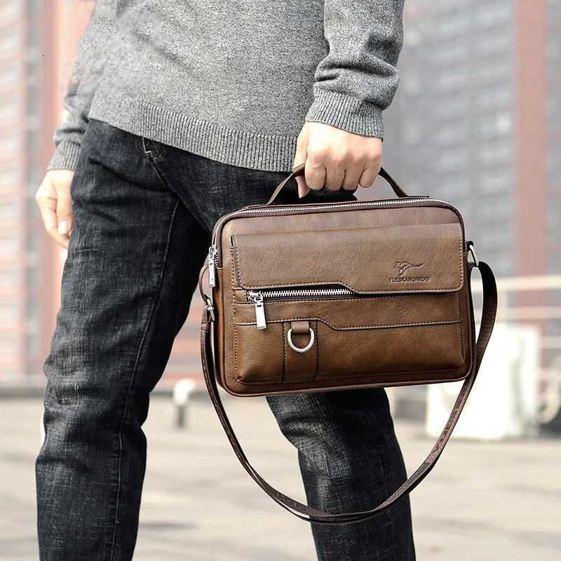 MenS Messenger Shoulder Briefcase Business Square Tote PU Leather Cross Handbag Crossbody Square Side Phone Pouch Hand Bag MaleT251125