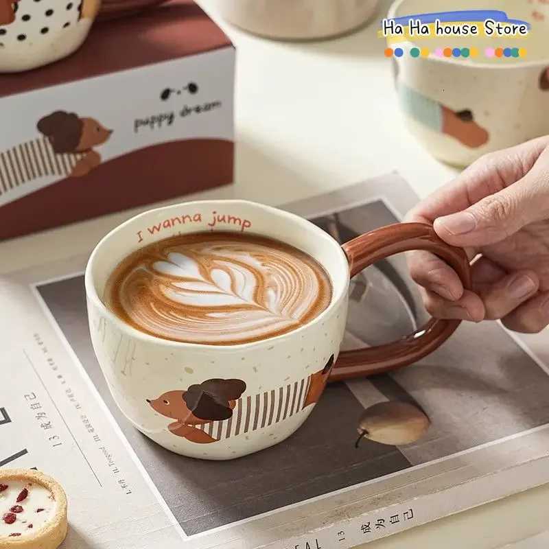 Sausage Puppy Breakfast Cute Ceramic Mug Creative Home Water Cup High Aesthetic Office Coffee Cup Milk Coffee Household Cup Y251125