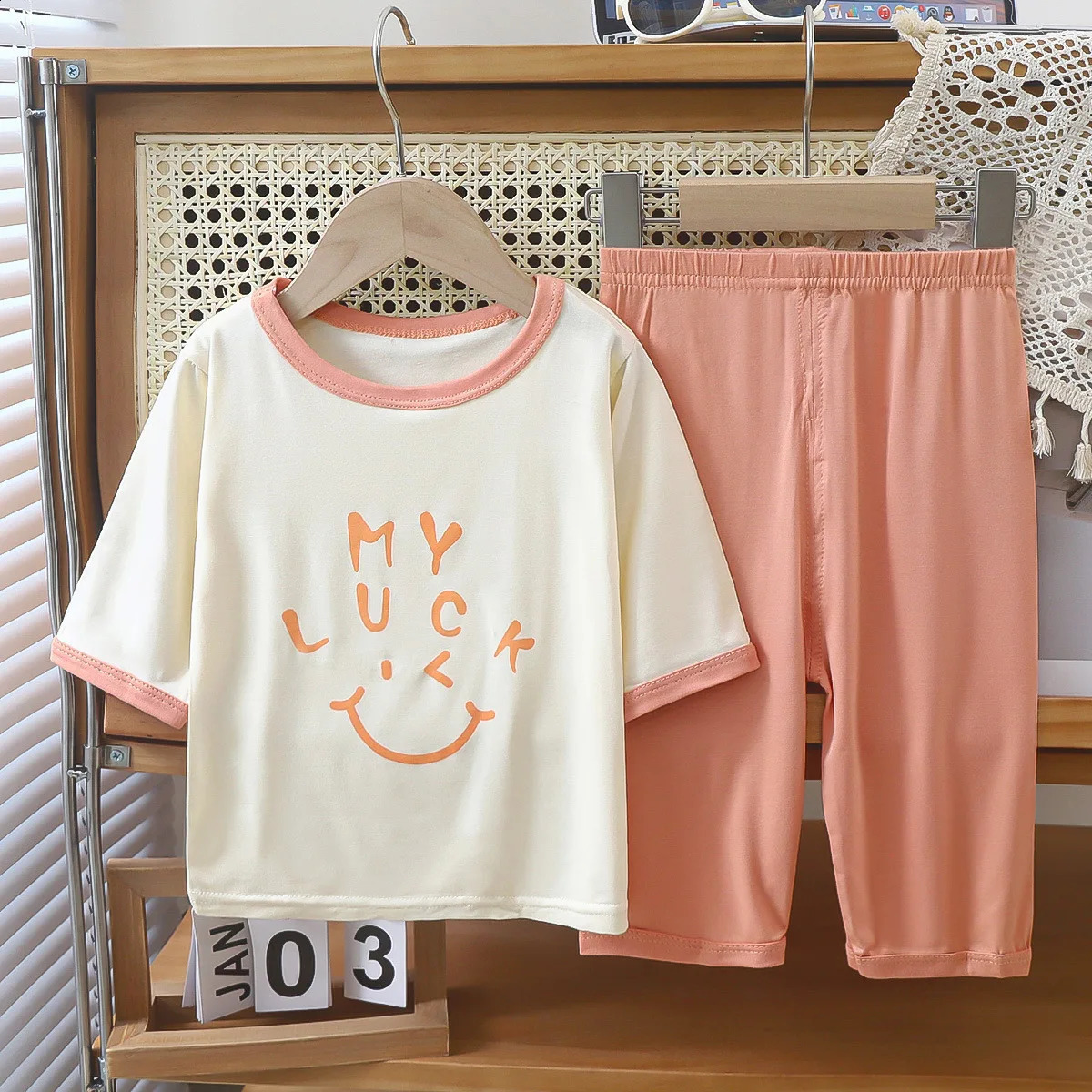 Childrens sleepwear lounge set mens clothing girls fashion summer thin medium and large childrens 250422